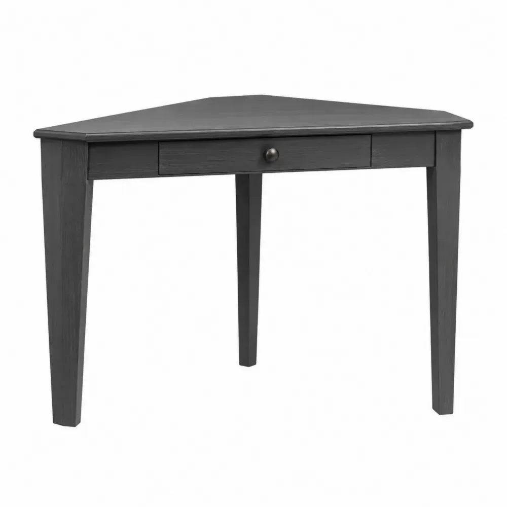 Eckschreibtisch dreieckig mit Schublade aus melaminbeschichteter MDF-Platte schwarz 100 x 100 x 76 cm
