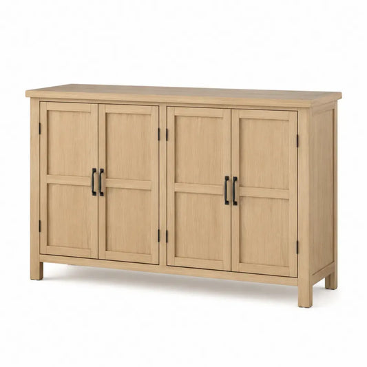 Sideboard mit 4 Türen rechteckig aus MDF-Platte mit Eichenfurnier naturfarben schwarz 160 x 40 x 85 cm