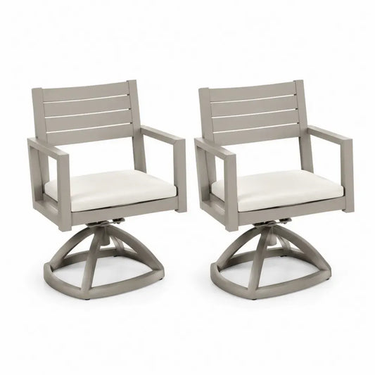 2er Set drehbare Gartenstühle mit Armlehnen 62 x 68 x 90 cm Aluminiumrahmen Polyesterkissen Taupe Beige