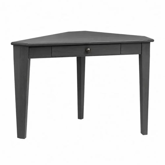 Eckschreibtisch dreieckig mit Schublade aus melaminbeschichteter MDF-Platte schwarz 100 x 100 x 76 cm